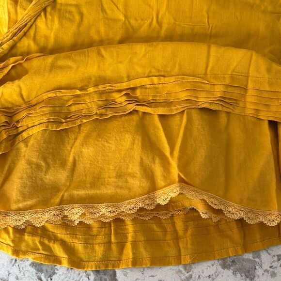 Odille x Anthropologie mustard yellow ruffled dress Sz 2 BOHO - Picture 8 of 10